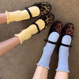 Le Bon Shoppe - Ruffled hugger crew socks - Periwinkle / Red | Scout & Co