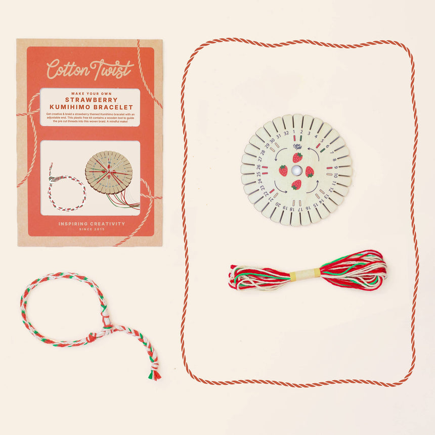 Cotton Twist - Make Your Own Strawberry Kumihimo Bracelet Kit | Scout & Co