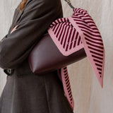 TBCo - Merino Triangle Scarf - Pink Burgundy Stripe | Scout & Co