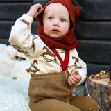 Silly Silas x Organic Zoo - Footless cotton tights with braces - Acorn Brown & Maple Leaf