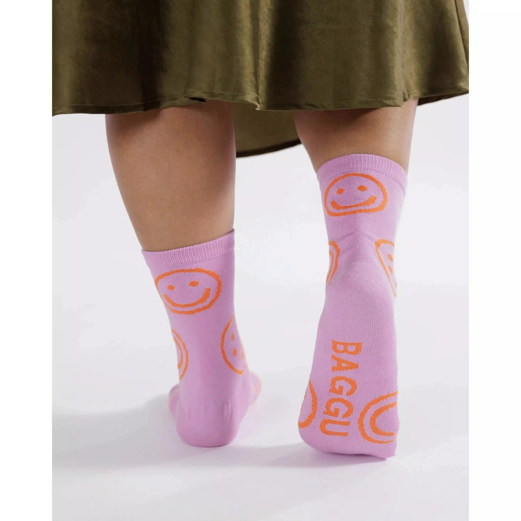 Baggu - Adult crew socks - Peony Happy | Scout & Co
