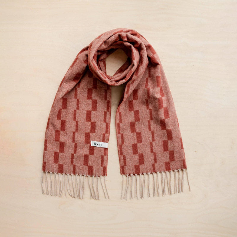 TBCo - Lambswool Oversized Scarf in Neutral Checker | Scout & Co