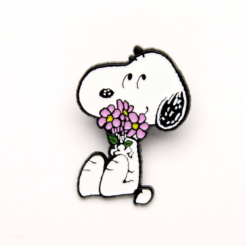 Magpie x Peanuts - Snoopy Flowers Give Hugs Pin | Scout & Co