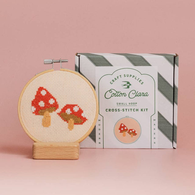 Cotton Clara - Toadstool Cross Stitch Kit - Red | Scout & Co