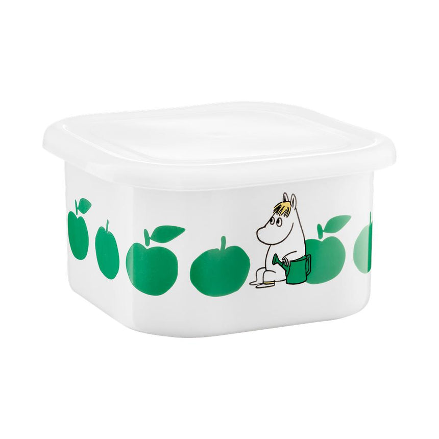 Muurla - Moomin enamel dish / jar with Lid - Joyful Apples - Green | Scout & Co