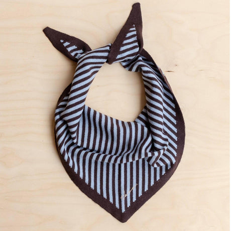 TBCo - Merino Wool Triangle Scarf in Blue & Brown Stripe | Scout & Co
