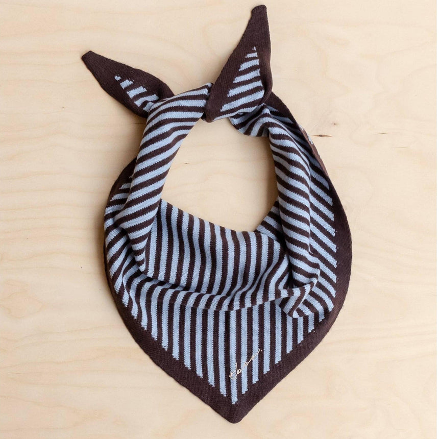 TBCo - Merino Wool Triangle Scarf in Blue & Brown Stripe | Scout & Co