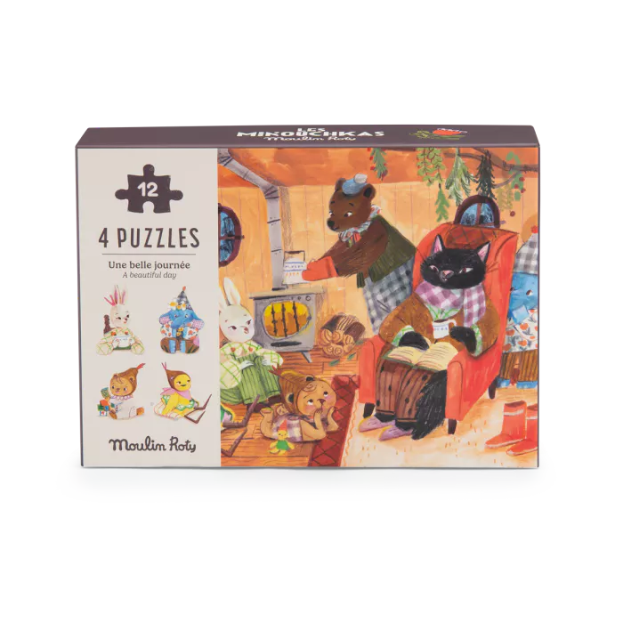 Moulin Roty - Les Minouchkas - Une Belle Journée - 4 mini jigsaw puzzles | Scout & Co