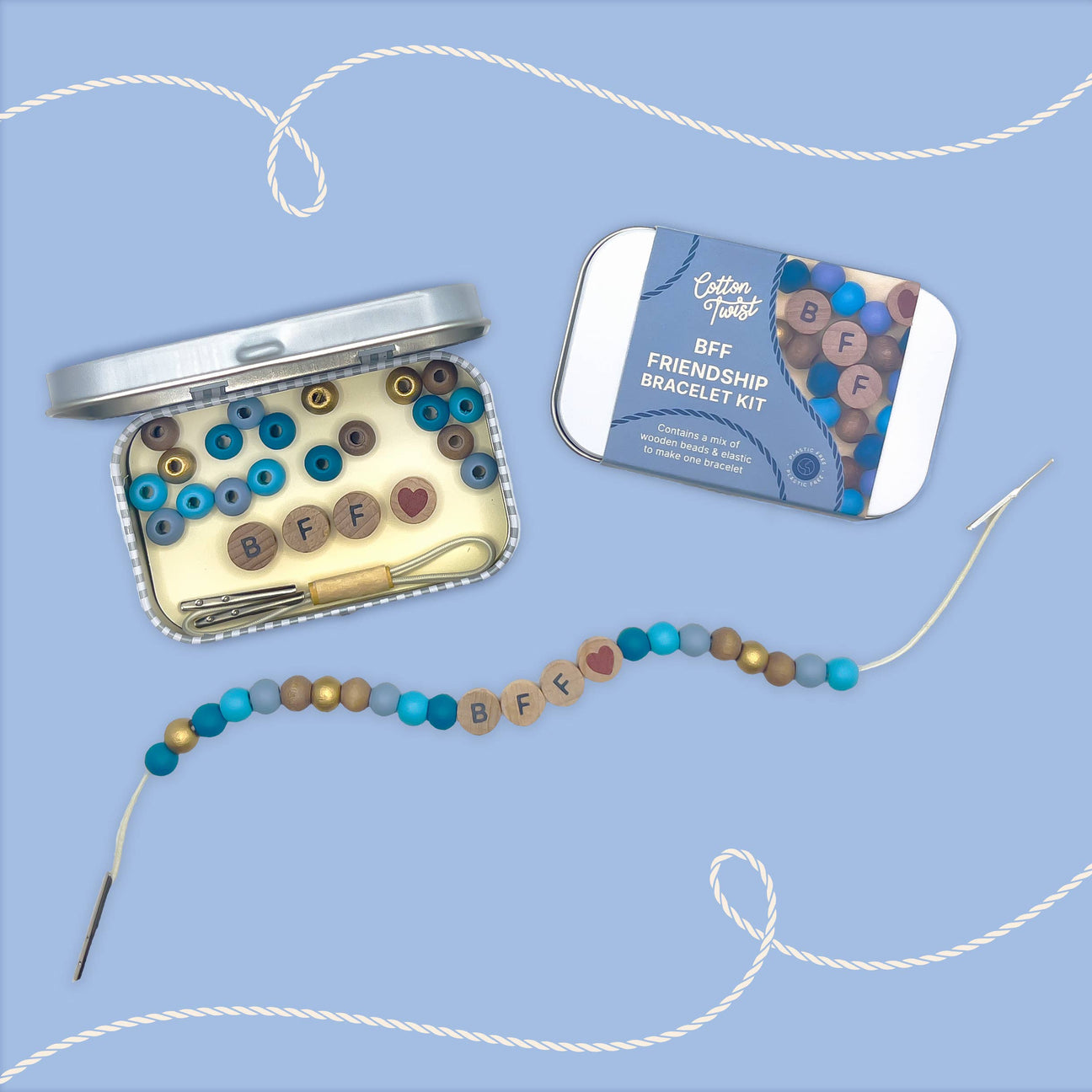Cotton Twist - BFF beaded friendship bracelet kit tin: Blue | Scout & Co