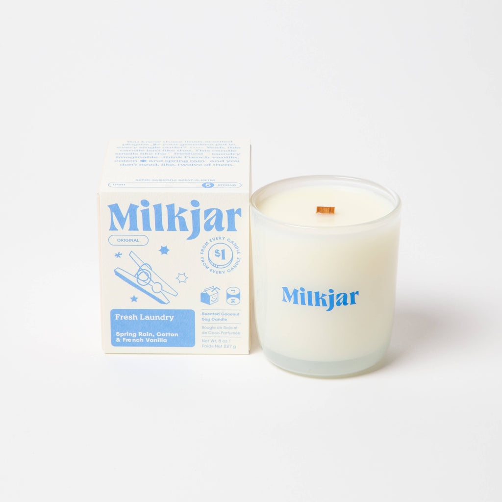 Milk Jar Candle Co - Fresh Laundry candle - Rain, Cotton & Vanilla | Scout & Co