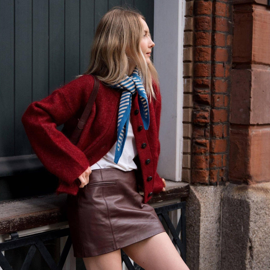 TBCo - Merino Triangle Scarf in Blue Stripe | Scout & Co