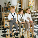 Silly Silas - Special footless tights with braces - Black & White checked | Scout & Co