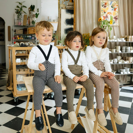 Silly Silas - Special footless tights with braces - Black & White checked