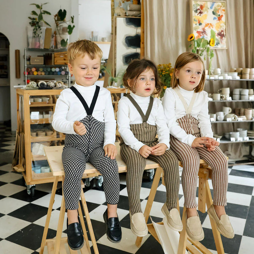 Silly Silas - Special footless tights with braces - Black & White checked | Scout & Co