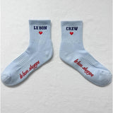 Le Bon Shoppe - Embroidered Crew Socks - Sky Blue | Scout & Co