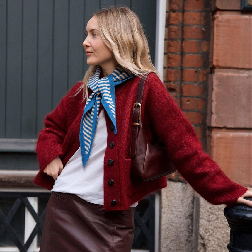 TBCo - Merino Triangle Scarf in Blue Stripe | Scout & Co