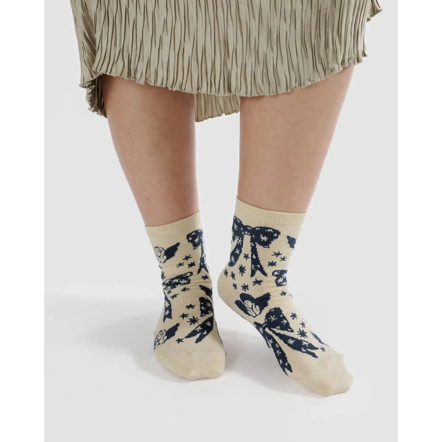 Baggu - Adult crew socks - Cherub Bows | Scout & Co