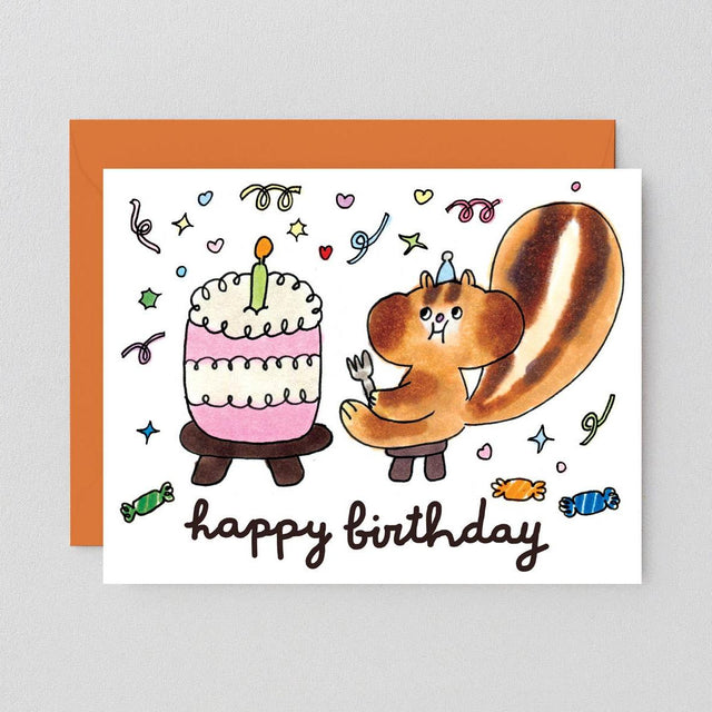 Wrap - Happy Birthday Squirrel & Cake card | Scout & Co