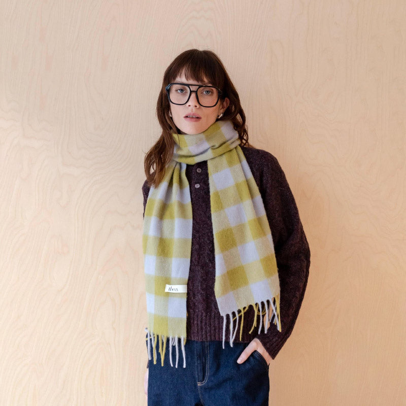 TBCo - Lambswool Scarf in Avocado Gingham | Scout & Co