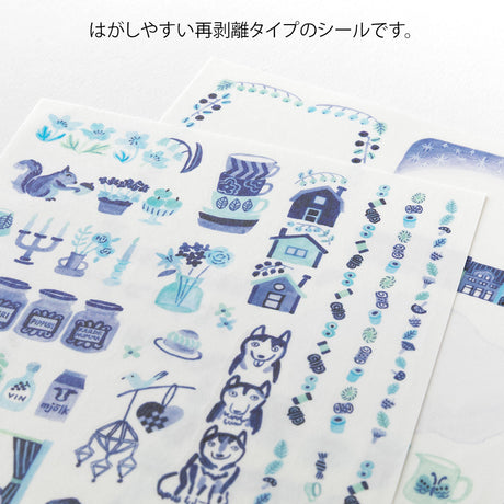 Midori - Yuru Log stickers - Blue Nordic (2 sheets)