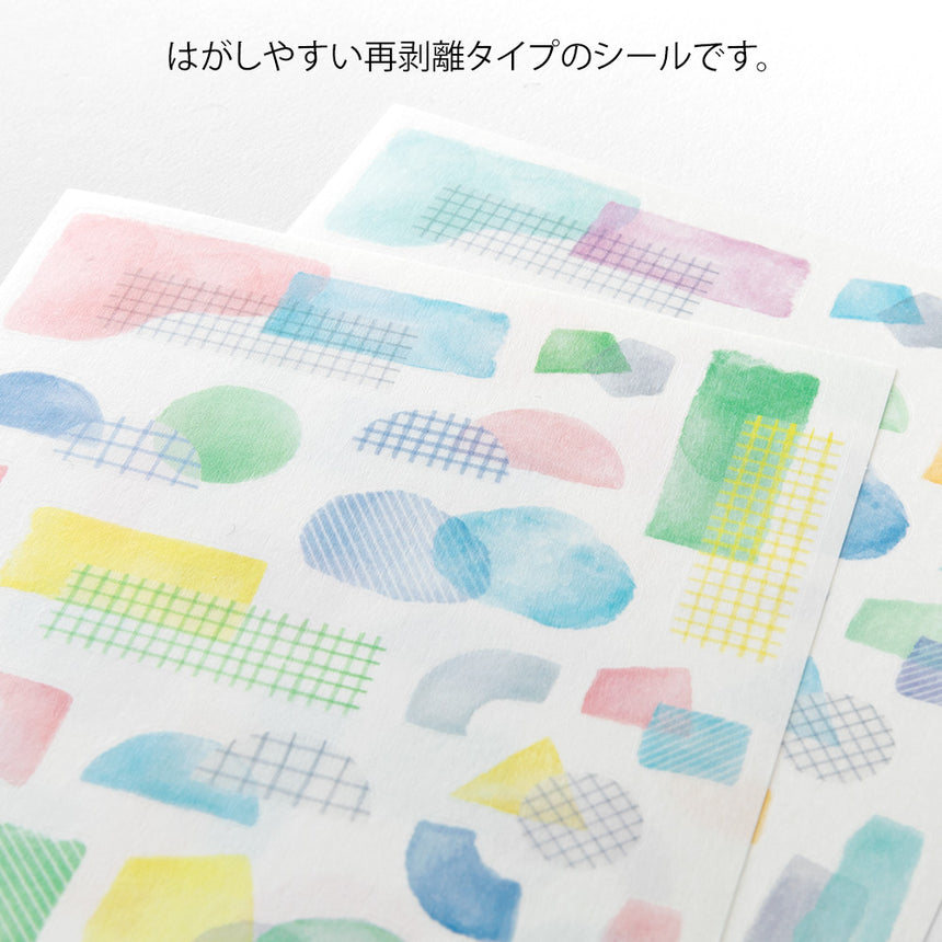Midori - Yuru Log stickers - Collage Watercolour Motif (2 sheets)