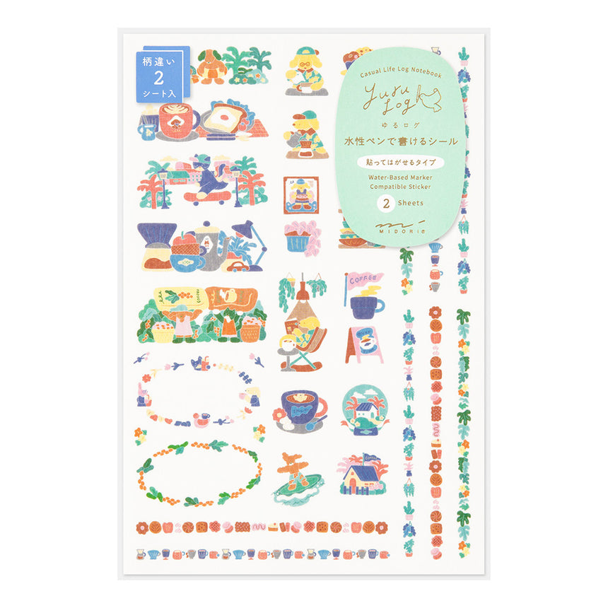Midori - Yuru Log stickers - Coffee Shop (2 sheets)