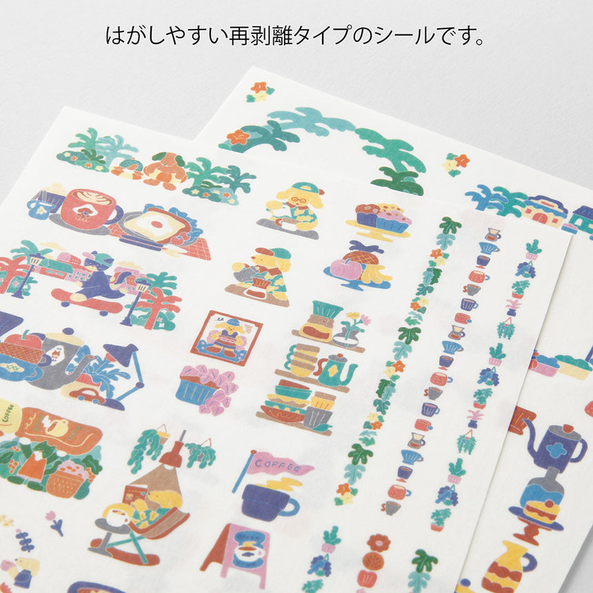 Midori - Yuru Log stickers - Coffee Shop (2 sheets)