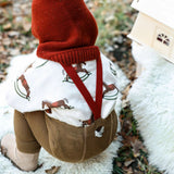 Silly Silas x Organic Zoo - Footless cotton tights with braces - Acorn Brown & Maple Leaf