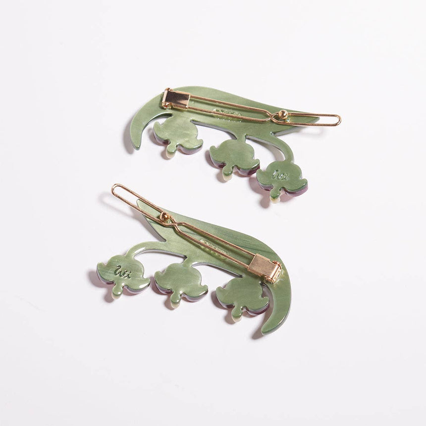 Winona Irene - Bleeding Heart flower hair barrettes set