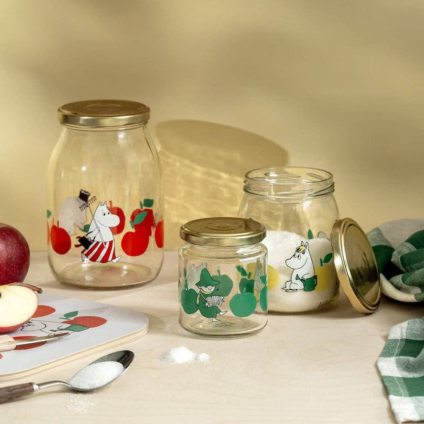 Muurla - Moomin glass kitchen jar - Joyful Apples - Yellow | Scout & Co