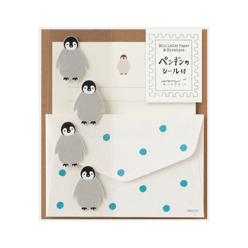 Midori - Mini letter set with stickers - Penguin
