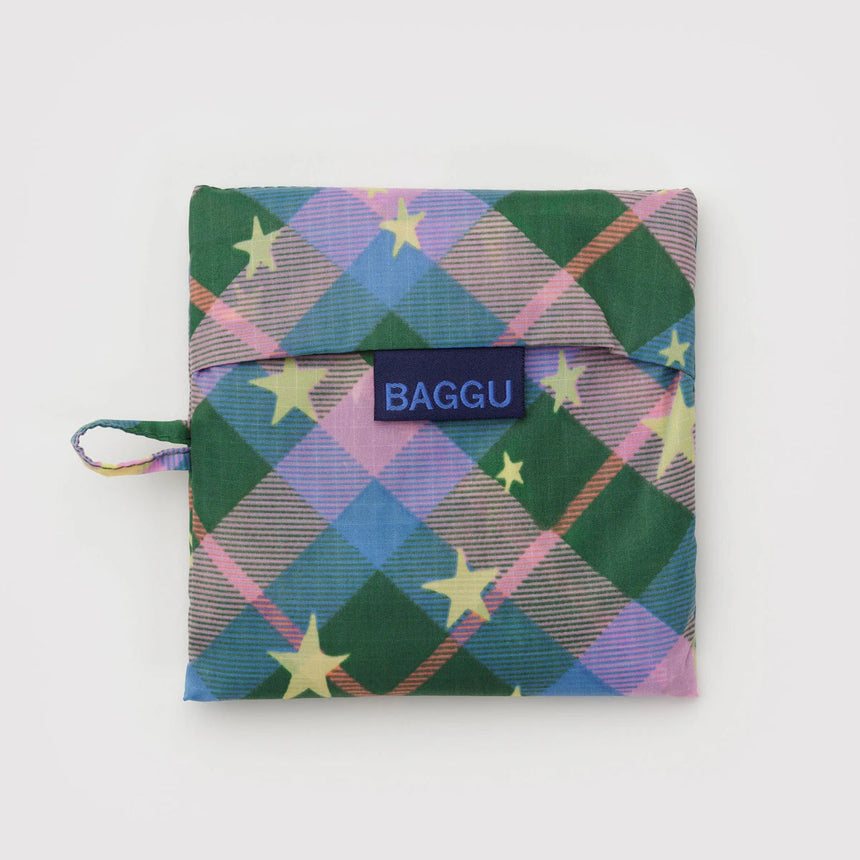 Baggu- Standard Baggu reusable bag - Green Star Plaid