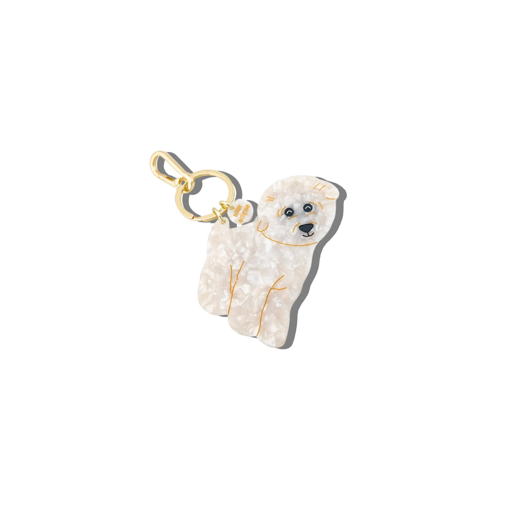 Solar Eclipse - Bichon Frise dog handpainted bag charm + key chain | Scout & Co