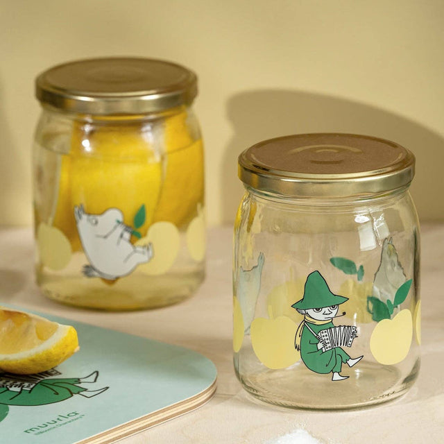 Muurla - Moomin glass kitchen jar - Joyful Apples - Yellow | Scout & Co