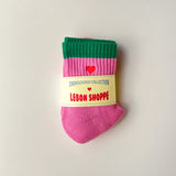 Le Bon Shoppe - Embroidered Girlfriend socks - Rose Green Colour Block | Scout & Co