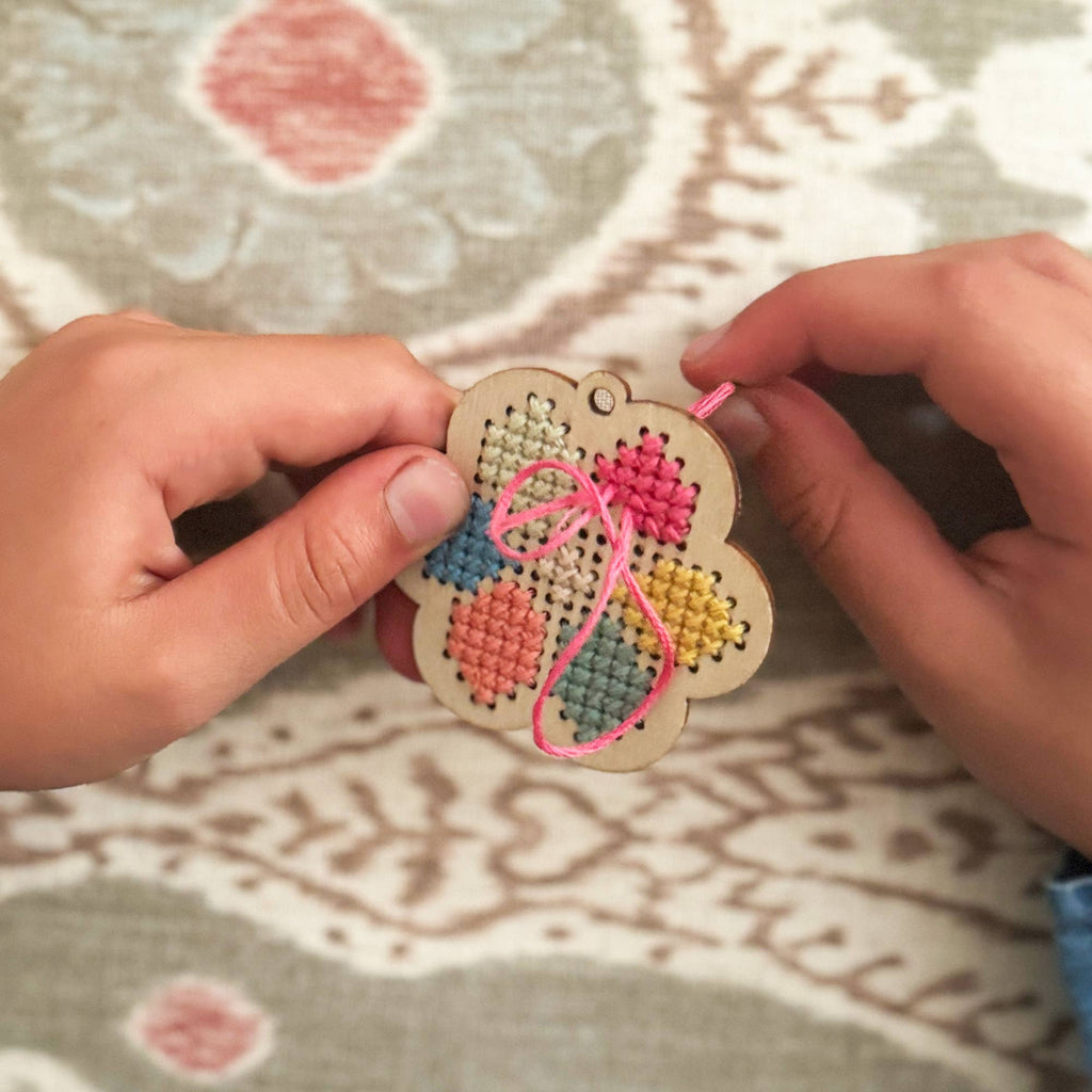 Cotton Twist - Make Your Own Flower Cross Stitch Keyring | Scout & Co