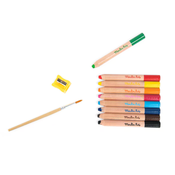 Moulin Roty - Les Schmouks 3-in-1 colouring pencils - set of 9 | Scout & Co
