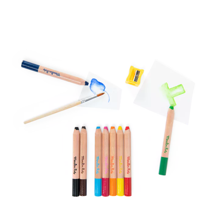 Moulin Roty - Les Schmouks 3-in-1 colouring pencils - set of 9 | Scout & Co