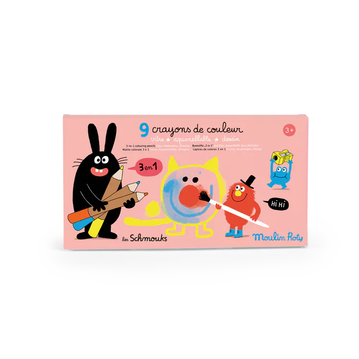 Moulin Roty - Les Schmouks 3-in-1 colouring pencils - set of 9 | Scout & Co