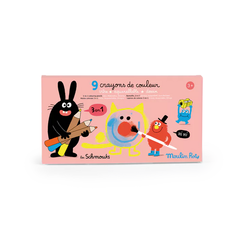 Moulin Roty - Les Schmouks 3-in-1 colouring pencils - set of 9 | Scout & Co