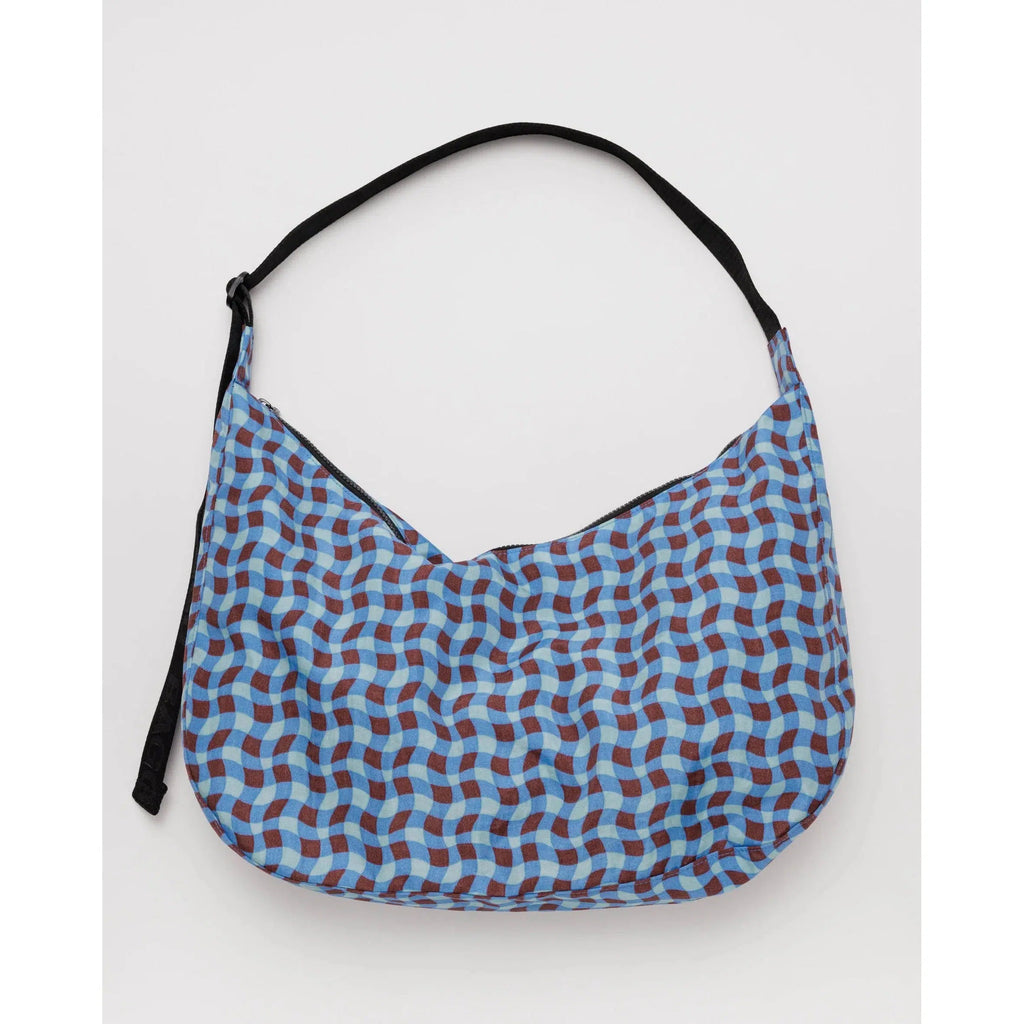 Baggu - Large Nylon Crescent bag - Wavy Gingham Blue | Scout & Co