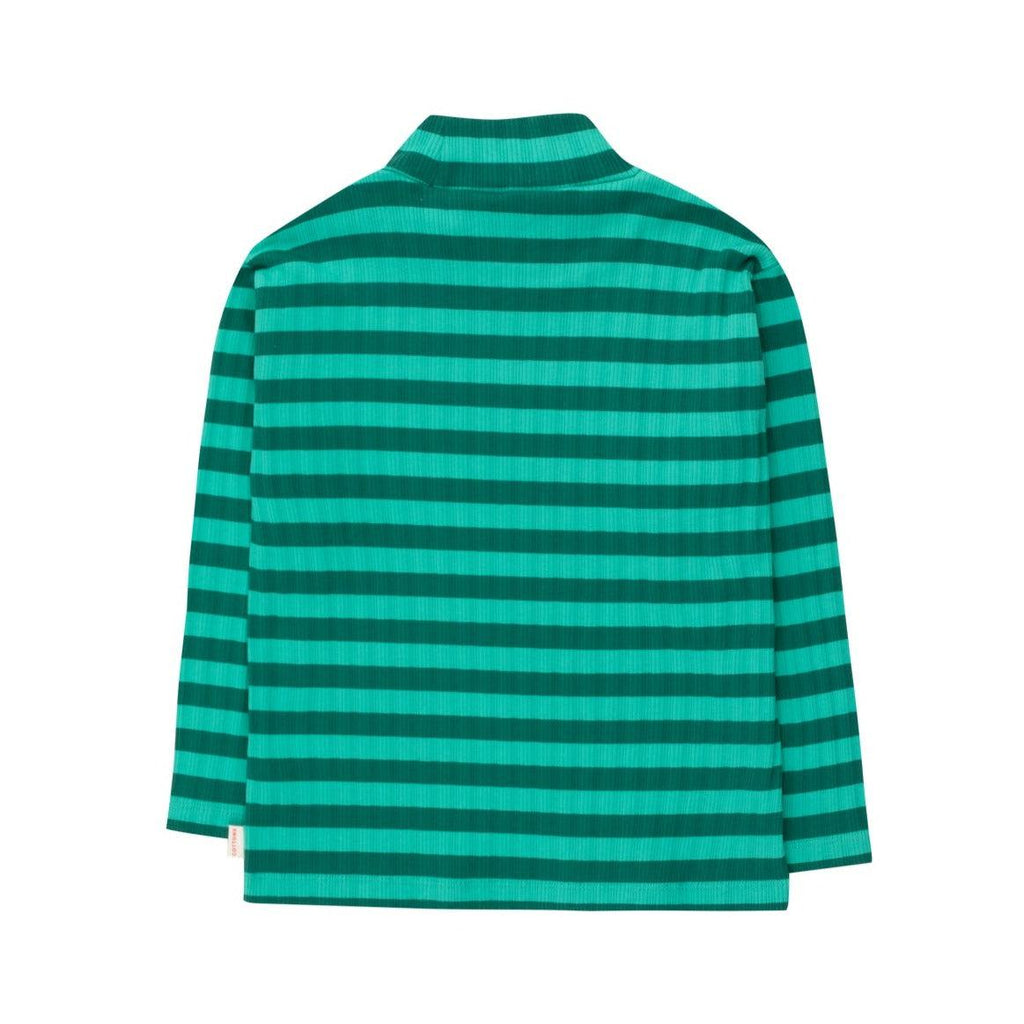 Tiny Cottons - Stripes mock-neck tee - emerald / dark green | Scout & Co