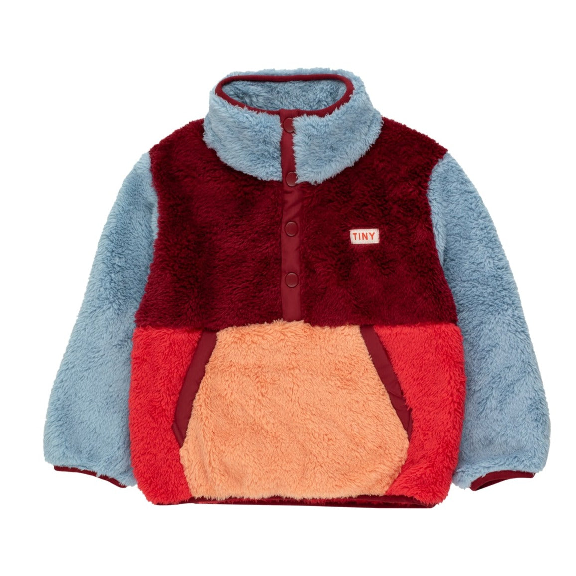 Tiny Cottons Colour Block Polar Sherpa Jumper - Red Blue | Scout & Co