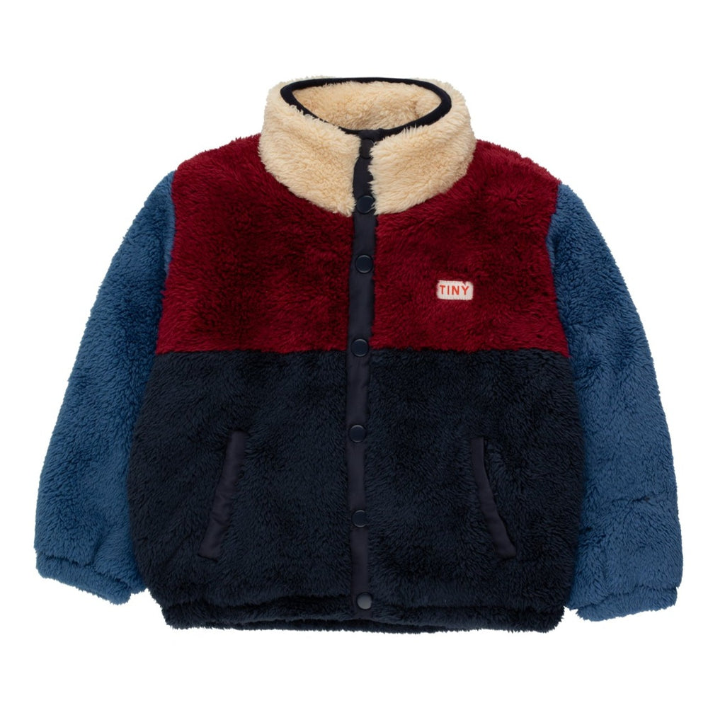 Tiny Cottons - Colour-block polar sherpa jacket - navy / deep red | Scout & Co
