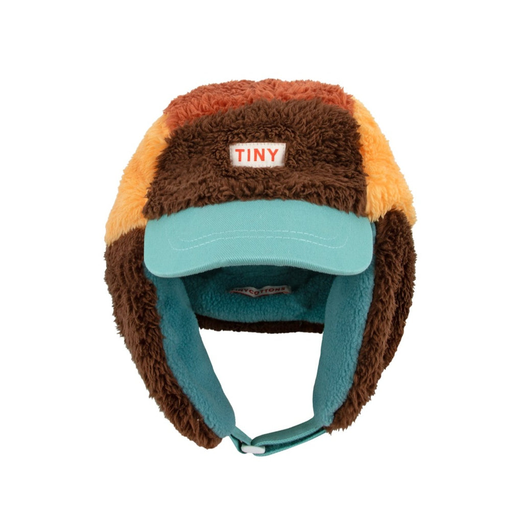 Tiny Cottons - Colour Block polar sherpa cap - dark brown / soft yellow | Scout & Co