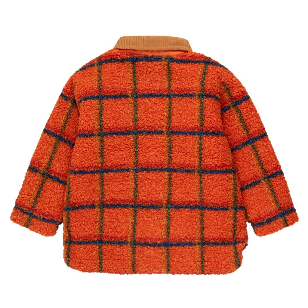 Tiny Cottons - Check short sherpa jacket - summer red | Scout & Co