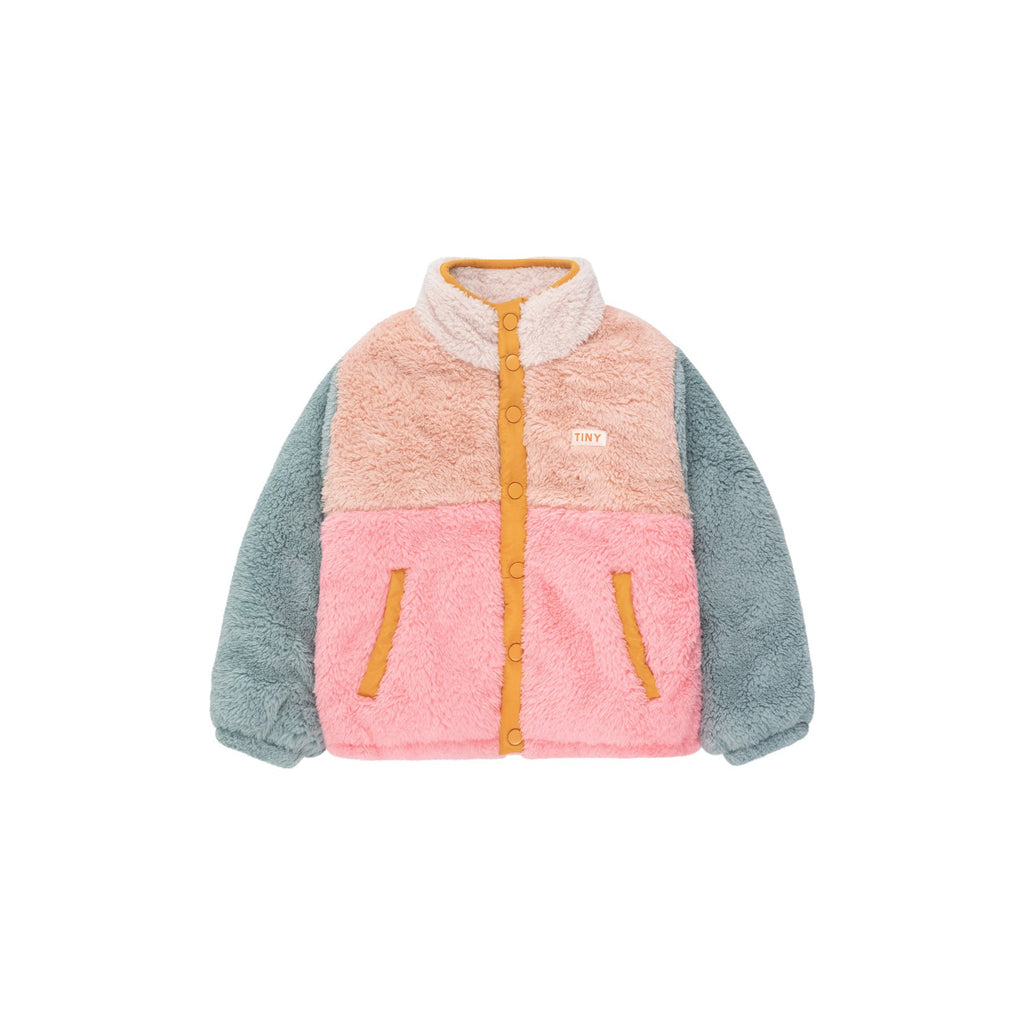 Tiny Cottons - Colour Block polar sherpa jacket - wild rose / pink | Scout & Co