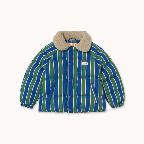 Tiny Cottons - Retro Stripes padded jacket - blue / green | Scout & Co