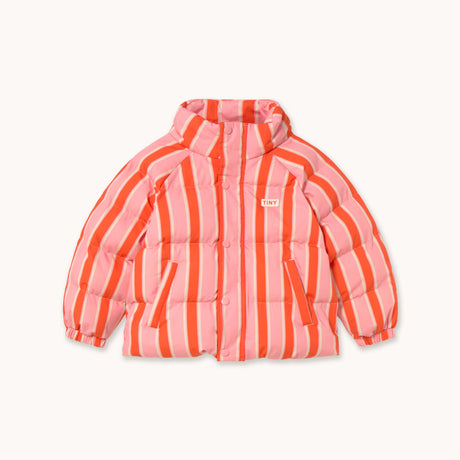 Tiny Cottons - Retro Stripes short padded jacket - summer red | Scout & Co