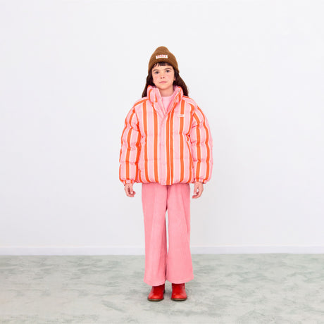 Tiny Cottons - Retro Stripes short padded jacket - summer red | Scout & Co